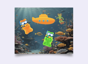 Twee gummybeertjes gaan duiken